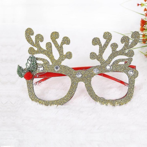 Joululasit Kehys Glitter Joulujuhlalasit Joulupuku Luovat silmälasit Joulujuhlatarvikkeille (1 kpl, kulta)