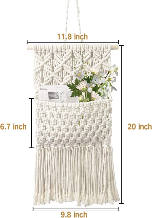 Makrame Veggdekor Elegant Håndlaget Veggdekor Bomullsvevd Boho