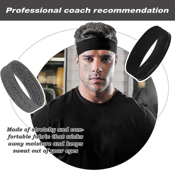 6 stk sports pandebånd kompatibel med mænd, skridsikker hårbånd, fugttransporterende svedbånd kompatibel med jogging yoga cykling
