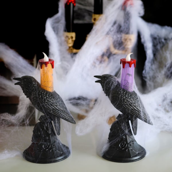 Metall Ljuslykta Vintage Halloween Lykta Ljusstake med Flammlöst Ljus Ljus Ljusbord Mittstycke