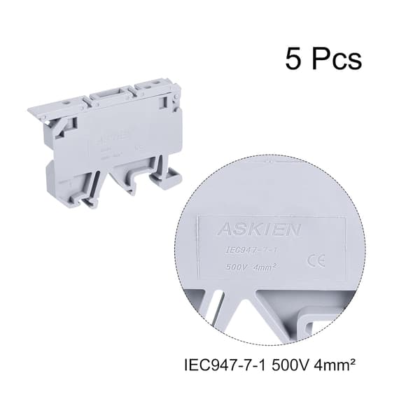 DIN-skenmonterad säkringshållare kopplingsplintar grå ASK1/EN LD 220V, 5-pack style_name