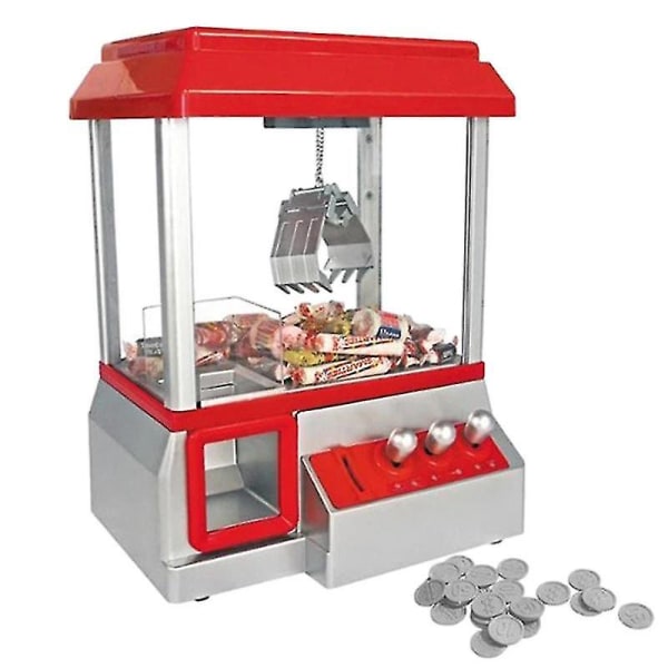 Caraele Mini Klorgreppmaskin Arkadleksak Barn Godisautomat Retro Karnevalmusik och 24 Spelmynt Födelsedagspresent Festleksak