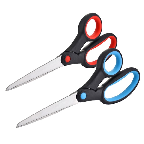 Saxar för kontor och hem, vänsterhänta saxar i rostfritt stål, skräddarsydda vänsterhänta saxar, blå/röd, 2-pack
