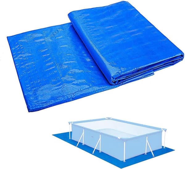 Rectangular Pool Ground Cloth, Waterproof Foldable Protective Mat for Above-Ground Pools and Inflatable Pools, Blue