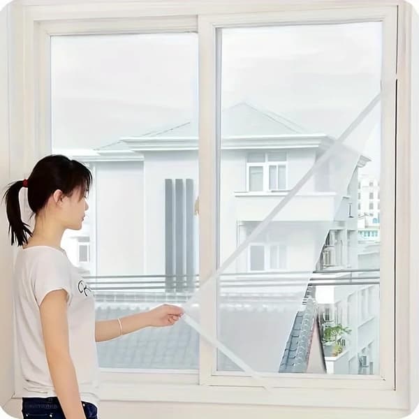 Fönsternät 2-pack 150x200cm Självhäftande Justerbart Insektsnät (vit)