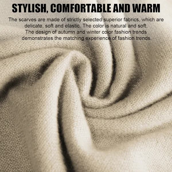 Varme lange skjerf Vinterhalsskjerf Ensfarget skjerf med dusk Beige