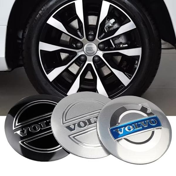 4-pak Volvo centerkapsler - hjulnavsemblem 56 mm Sort Sort Svart