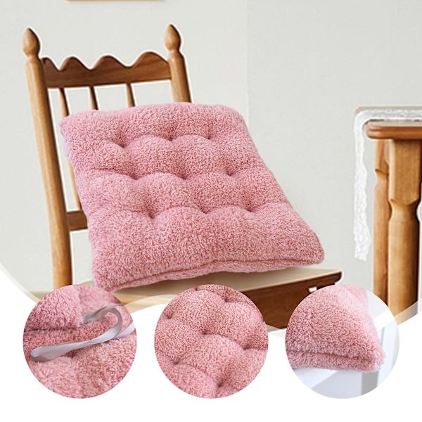 Sitteputer for hjemmebruk, polstrede fløyelsmyke gulvputer for stue Tatami, 16 tommer rosa