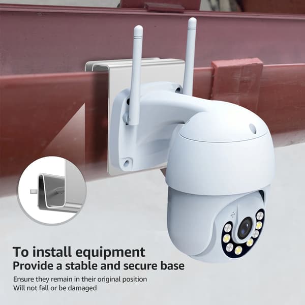 Gutter Mount Bracket for Solar Powered Security Camera, Weatherproof Stainless Steel Outdoor Holder, Silver, 2 Pack