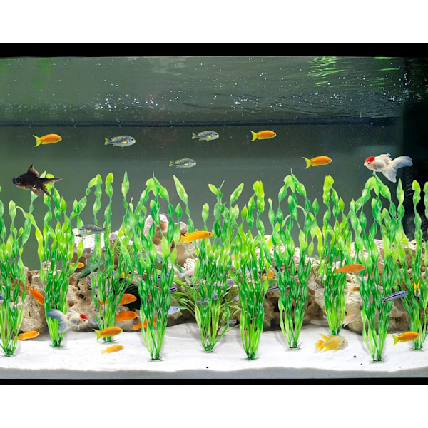 MyLifeUNIT Kunstige Tang Vandplanter til Akvarium, Plastik Fisketank Planter Dekoration, 10 Pak (Grøn)