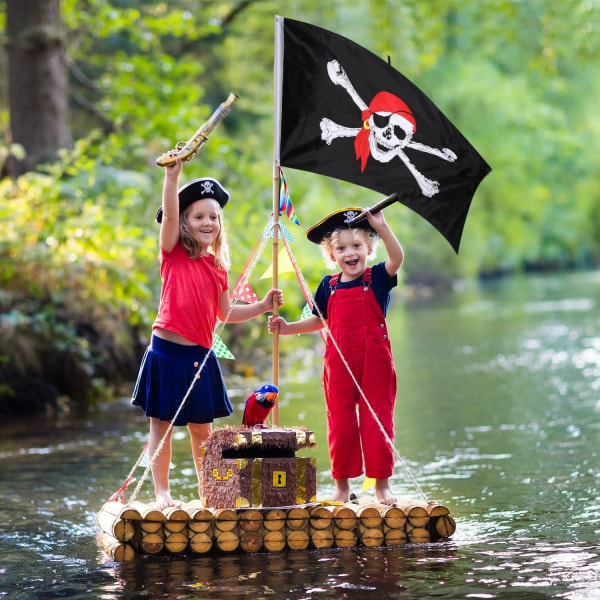 2 kpl Jolly Roger Pirate Flag -kallo lippu merirosvojuhliin, syntymäpäivälahja, merirosvopäivä, Halloween-koristelu, joululahja, 3 x 5 jalkaa