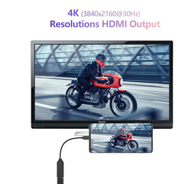 USB C til HDMI 4K Adapter til Mac OS, Type-C til HDMI Adapter [Thunderbolt 3], Kompatibel