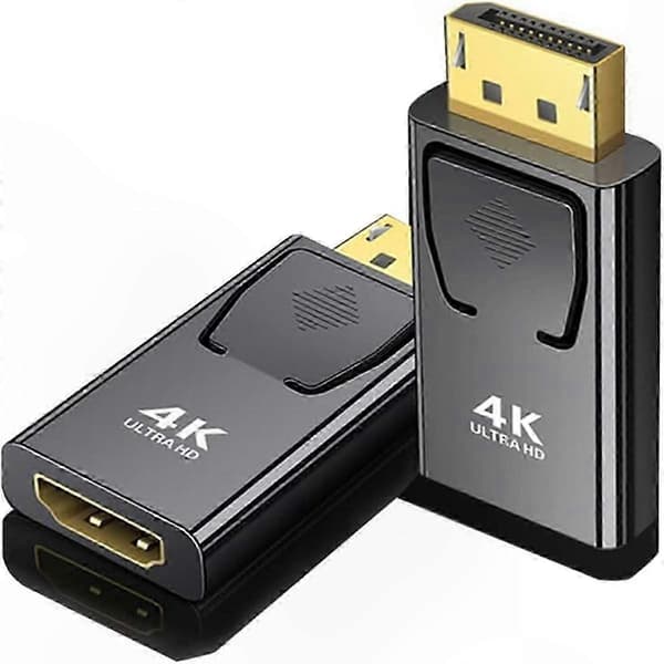 4K DisplayPort til HDMI-adapter, DP han til HDMI-kompatibel konverter til computer-tv-skærm Sort & guld Svart & guld