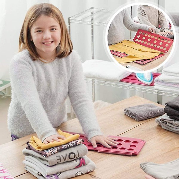 Børnetøjsfoldebræt, T-shirt-foldebræt, hjælpemiddel til at folde vasketøjsroyal pink