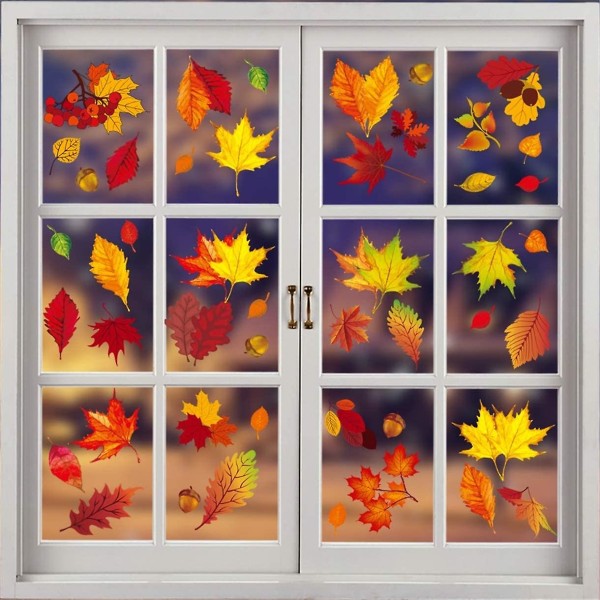 8 Ark / 184 stk Lønn Blad Klistremerker Thanksgiving Høst Blad Vindu Klinger Vegg Dekaler Fall Decor Party Dekorasjon Fall Bryllup Og Fall Partier