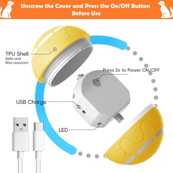 Interactive dog toy, a smart remote-controlled interactive ball for dogs with automatic movement, bounce and vibration functions.