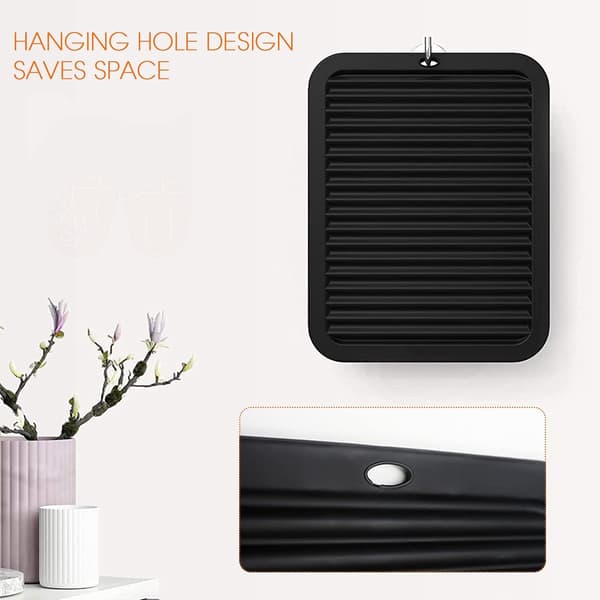 Silicone Mat, Heat Resistant and Non-Slip, Multifunctional Countertop Protector for Kitchen, Black, 30 x 23 cm