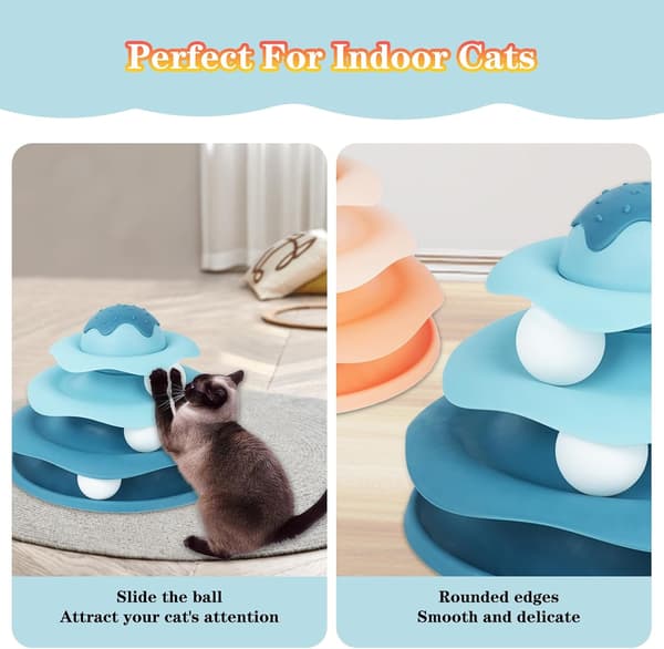 Cat Ball Track, Interactive Cat Toy, Fun Indoor Experience for Cats, Multi-layer Design, Glass Texture.