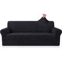 Tøyelig sofatrekk Universal Svart Polyester Sofatrekk 2 Seter