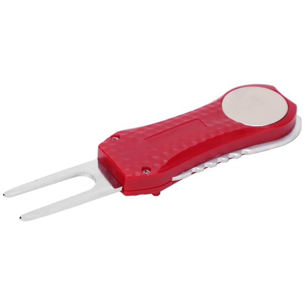 Golf Divot Repair Tool Spring Fork Green Cleaner Training Aid Red