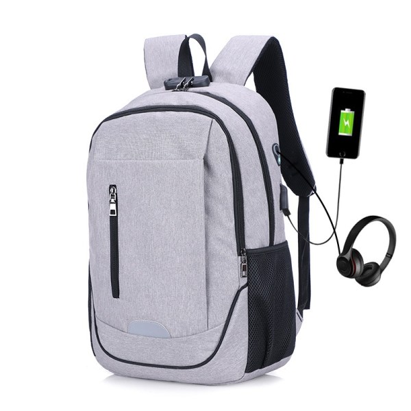 Laptop-rygsæk til rejser, Anti-tyveri Laptop-rygsæk til mænd Business-rygsæk Arbejdsdagesæk med USB-opladningsport, Grå