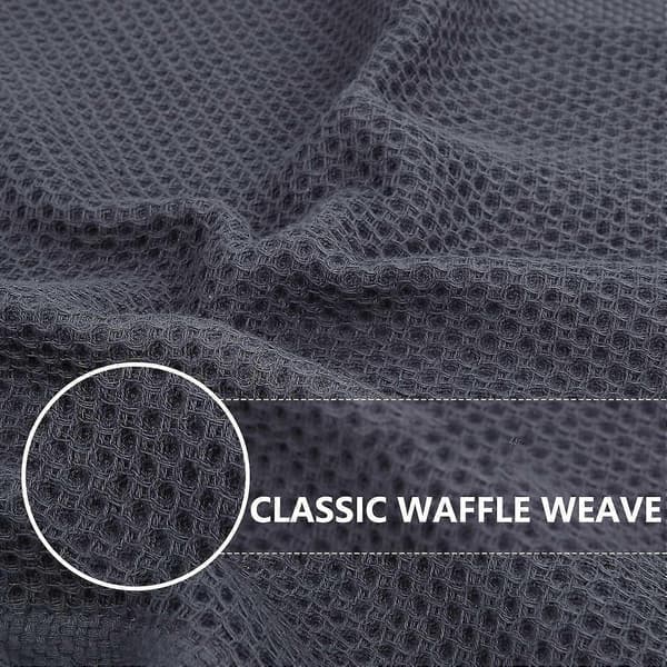 6-pack 34x34cm Waffle Weave Cotton Kitchen Towels, Quick-Drying and Absorbent Cleaning Cloth with Hanging Loop Light Grey