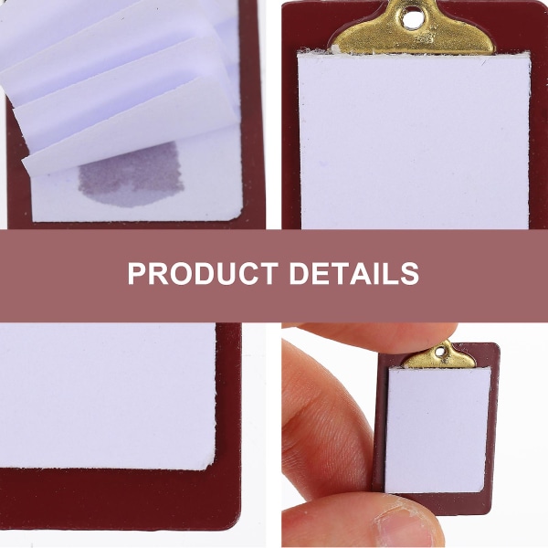 Lasten Mini Paper Clipboard - Leikkisetti Luokkahuoneen Tarvikkeisiin Pienet Muistiot Ruskea 2.2x1.9cm Brown 2.2x1.9cm