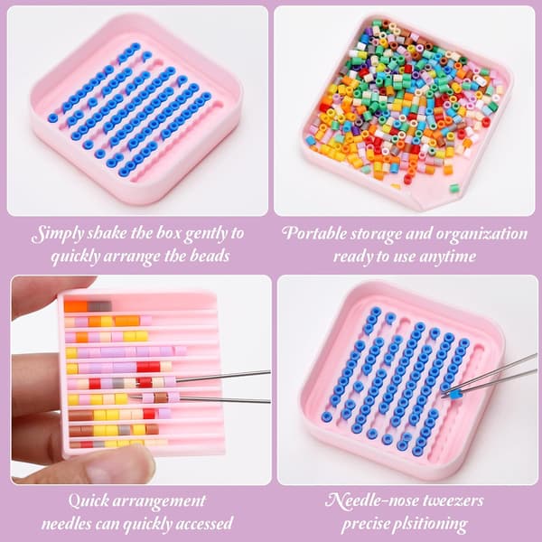 6-piece 2.6mm fuse bead board kit, Perler bead board single/double needle tweezer kit, efficient bead board sorting tool for easy bead handling