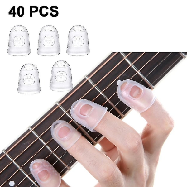 (40 stk) silikone Guitar Finger Beskytter, Guitar Fingerspids, Finger Beskyttelseshætte, Guitar Finger Cover Anti-smertepressende Beskyttende Cover Guitar Ukulele Fi