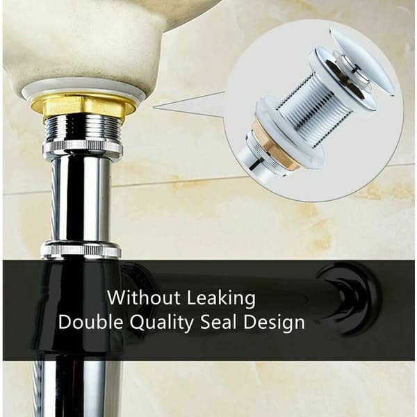 Sink Drain, Pop-up Drain System, Drain without Overflow, Universal Sink Drain, Chrome-plated Brass Sink Drain, 1 1/4\" Thread