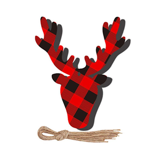 10 stk Plaid Juletræspynt i Træ med Snefnug, Engel, Rendeer, Snemand - Sæt med Reb til DIY Håndværk og Julepynt