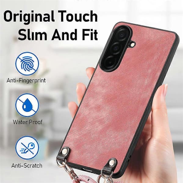 Compatible with Samsung Galaxy A37 5G Retro Leather Phone Back Cover with Adjustable Strap Brown Brown