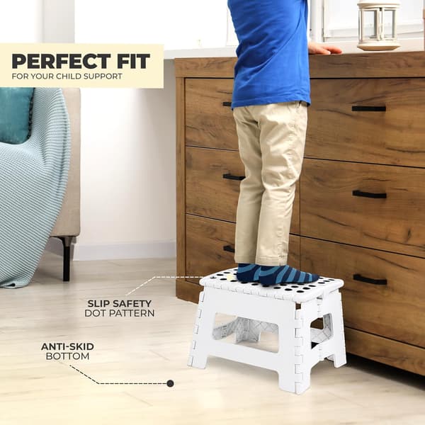 Folding Stool, Portable Non-Slip Surface for Kids and Adults, Heavy Duty Foldable Step Stool with Carrying Handle