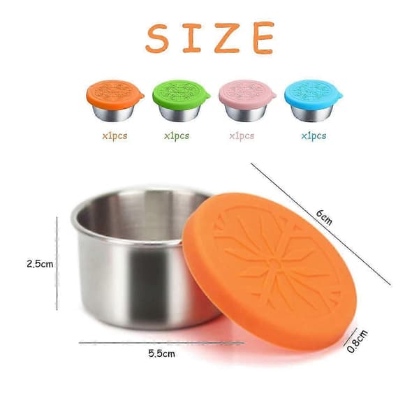 4-piece spice set - airtight leak-proof stainless steel spice containers with silicone lids - lunch boxes for snacks