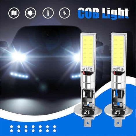 H1 LED-lamper xenonhvit 6000K 7.5W COB SMD for kjørelys, tåkelys og frontlykter.