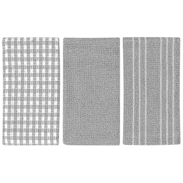 Handdukar, naturlig bomull, 18 x 25 tum, 3-pack, vita med grå rand
