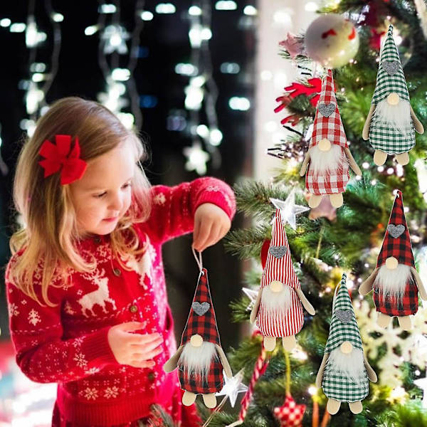 Julepynt Hængende Ornament Nissehue Tomtees Plys Juletræstop