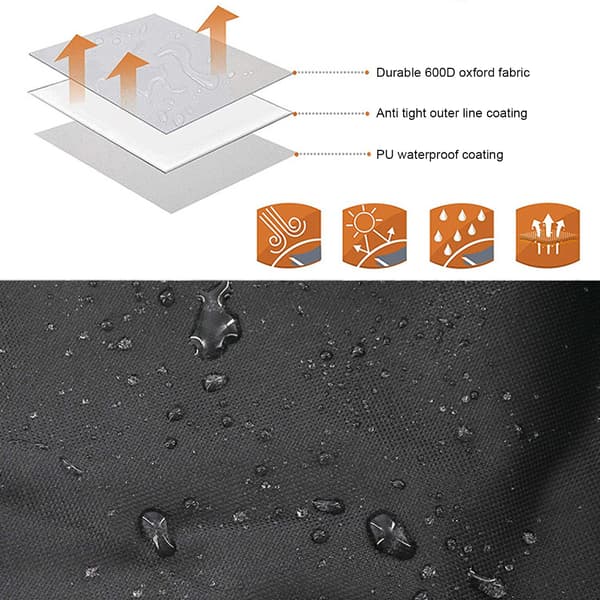 Bimini Top Replacement Cover Oxford Fabric Foldable Rainproof Waterproof Sunshade Boat Canopy Black