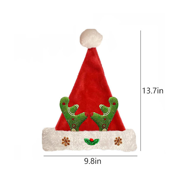 Pludset Julemandshue, Sjove Julehatte Til Børn & Voksne Julehat, Juleferiehat, Unisex Fløjl Klassisk Julemandshue Til Jul Nytår