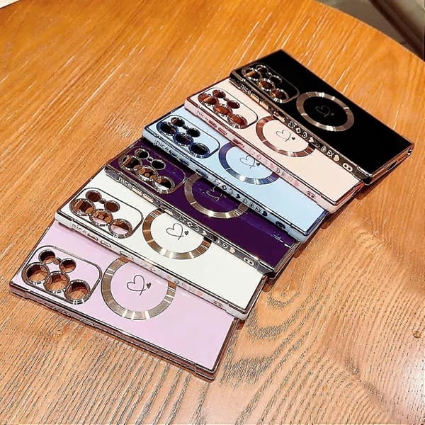 Magsafe Plated Case Compatible With Samsung Galaxy S23 Ultra, Soft Shockproof TPU Cover With Lens Protector