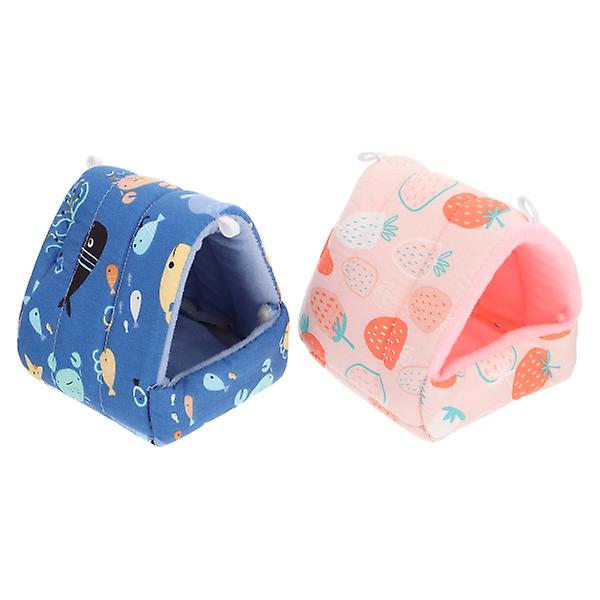 2 stk Fyldte Hamster Varme Rotter Seng Egern Hus Sengetøj Kanintelt Hus Pindsvin Seng Hamster Sovetelt Assorteret Farve 8X8X8cm