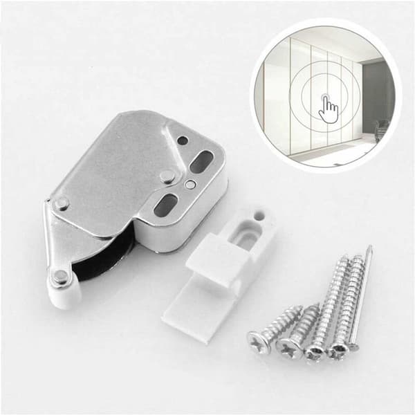 6 Pieces Cabinet Door Spring Latches, Spring Latch Door Lock Mini Latch with Catch Plate, Automatic for Hinged Doors with Screws