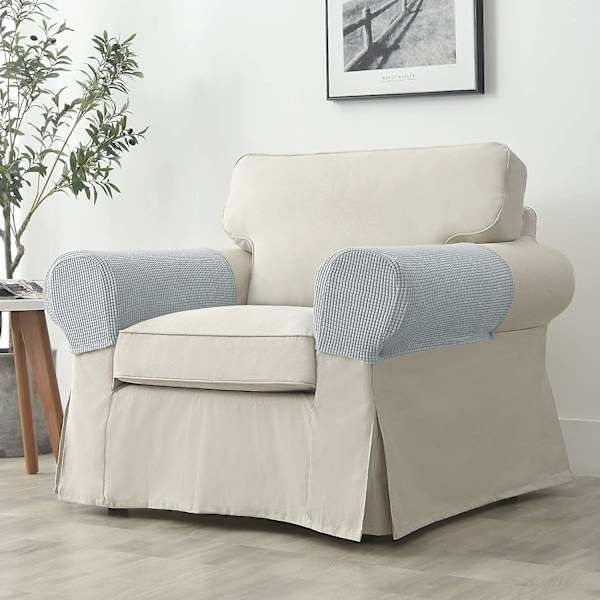 Set med 2 Jacquard Stretch Soffa Armstöd Armstödsskydd Halksäkra Möbelskydd Armstödsskydd för Soffa Recliner Ljusgrå Light Gray