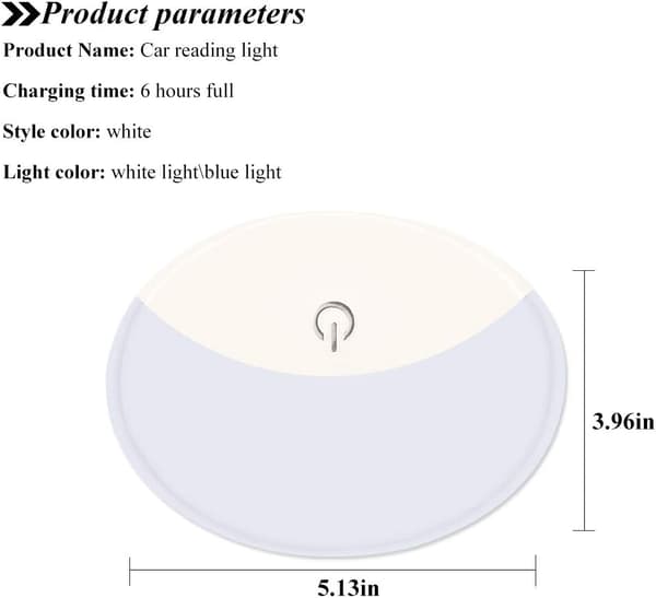 Hvit/isblå lys bil taklamper USB oppladbar, Wi
