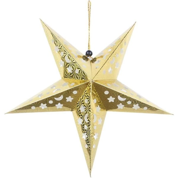 Papirstjernelykter Lampeskjerm Papirstjerne lysskygge Julestjernehengepynt til hjemmebryllup Julefestpynt 45 cm (gull)