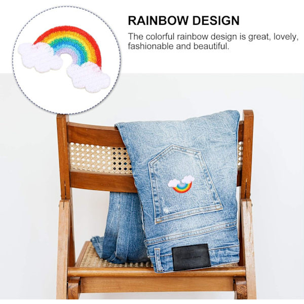 4 st Regnbågslapp för flickor, strykjärnspålägg, Regnbågsmoln, barnkläder, sy på, broderade dekorativa applikationer, DIY-klädtillbehör