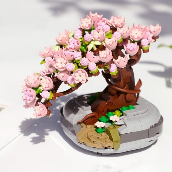 Mini Bricks Sakura Bonsai Model Kreativ DIY Simulering Mini Partikel Blomst Botanisk Samling Konstruktion Bygning