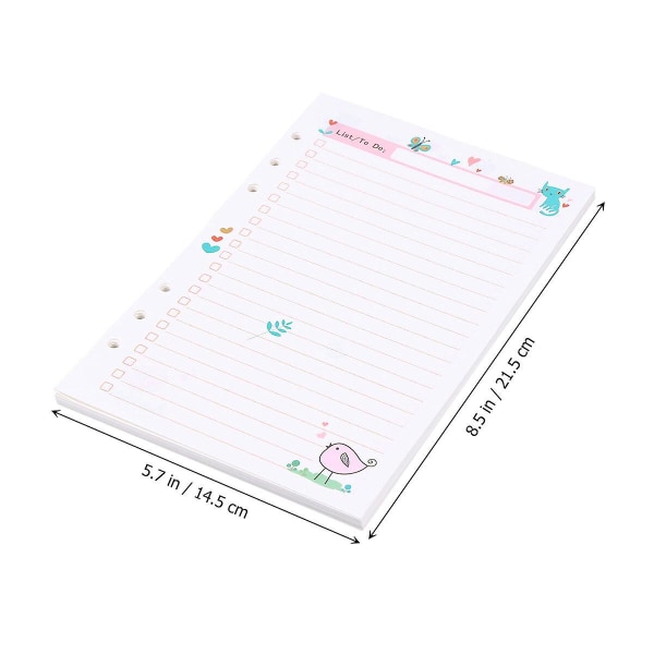 1 stk. Farverig A5 Størrelse 6 Huller Løst Papir Indlæg Til Spiral Notesbog Planner Notesblok (todo Plan Mønster) 1 stk.