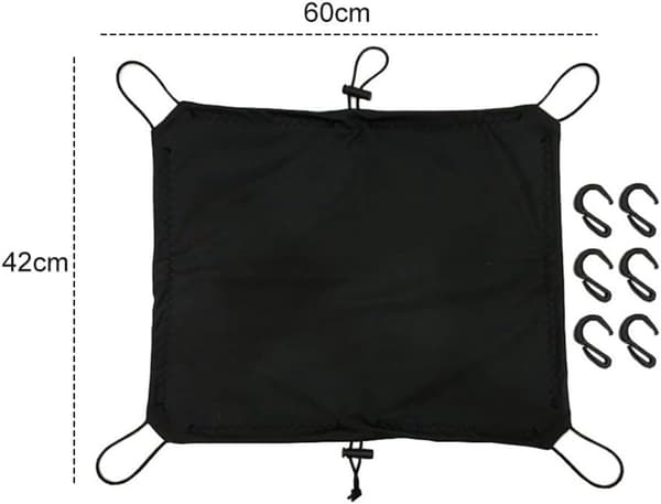 Motorcycle Cargo Net, Waterproof Elastic Polyester Net with 6 Hooks, for Most Motorcycles, Helmets and Luggage, 42 x 60 cm