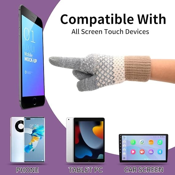 Termiske hansker for kvinner Vinter Touch Screen Hansker Elastiske Varme Kni
